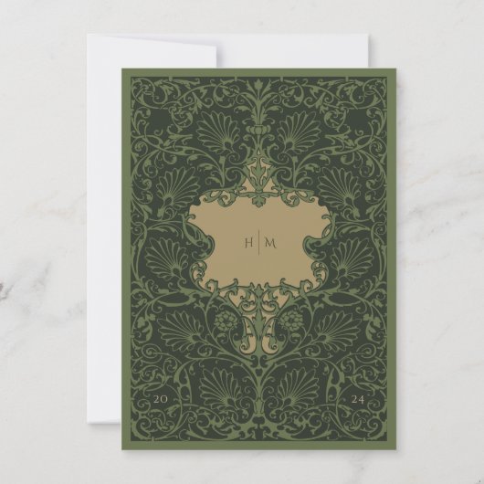 Regal Emerald Groen Antiek Goud Barok Details Kaart (Achterkant)