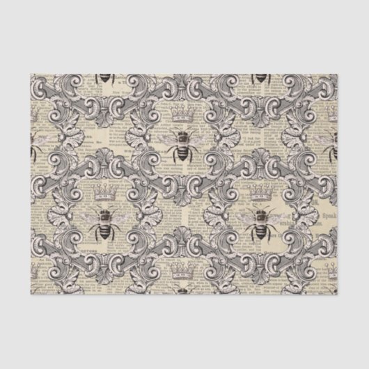 Regal Filigree Queen Bee op krant Tissuepapier (Voorkant)