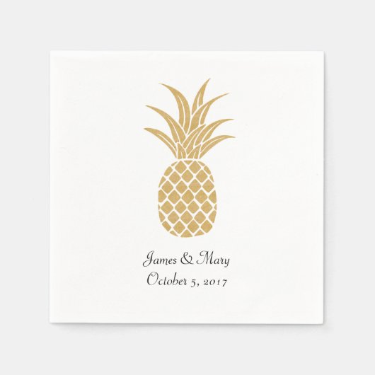 Regal Gold Pineapple Wedding Cocktail servetten (Voorkant)