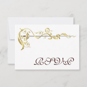 Regal Gold Scroll Ribbon Sword RSVP Uitnodiging