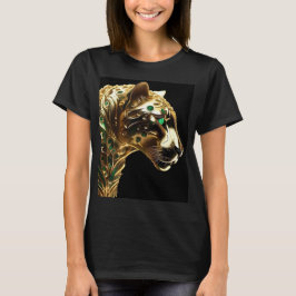 Regal Grace: De gouden jaguar versierd met smaragd T-shirt