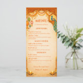 Regal Indian Wedding Menu Card | Gold & Saffron (Staand voorkant)