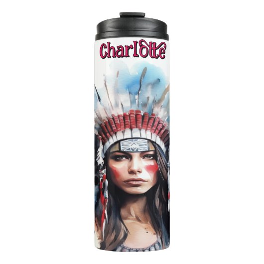 Regal Indigenous Spirit: Feathers & Strength Art Thermosbeker (Voorkant)