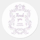 Regal Lavender |  barok Lijst bruiloft Ronde Sticker (Voorkant)