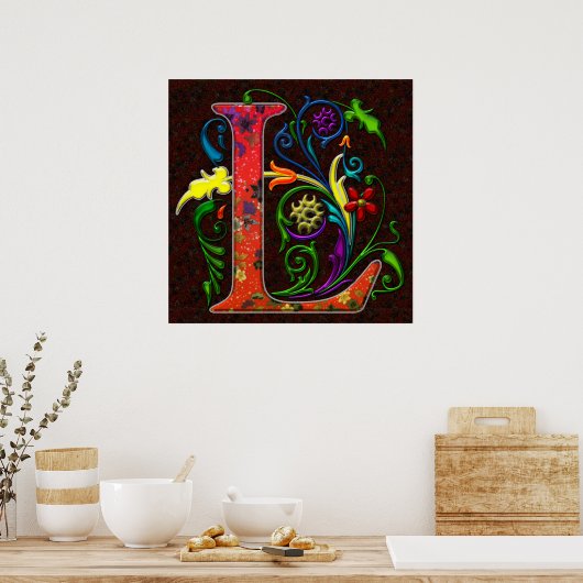 REGAL Letter L met Achtergrond Poster (Keuken)