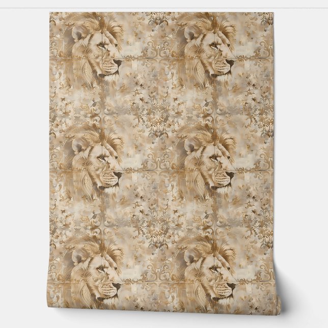 Regal Lion Essence Petite - goud, beige Behang (Afrollen)