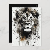 Regal Lion ink Art Carte postale - Faune (Devant / Derrière)