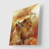 Régal Lions Lioness Acrylique Mur Horloge (Angle)