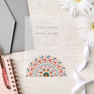 Regal Majestic Festival Elegance Mandala bruiloft Vellum Uitnodigingen