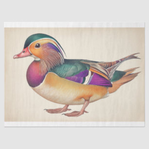 Regal Mandarin Duck Kleurrijke Decoupage Vogelprin Tissuepapier
