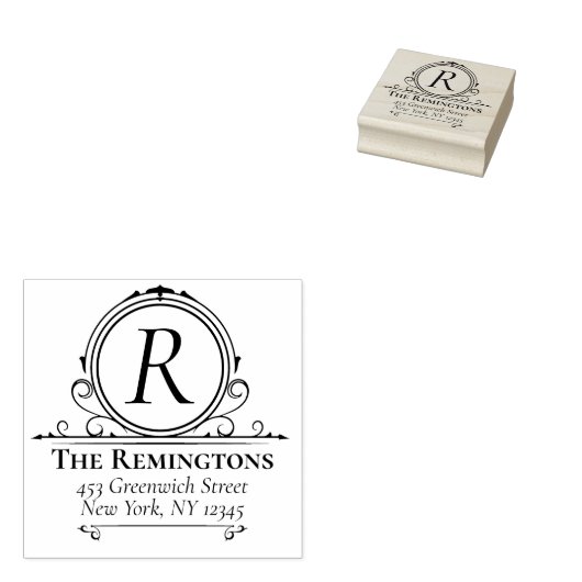 Regal Monogram Classic Elegant Rich Retouradres Rubberstempel (Gestempeld)