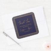 Regal Navy en Gold Design Wedding Dank u Vierkante Sticker (Envelop)