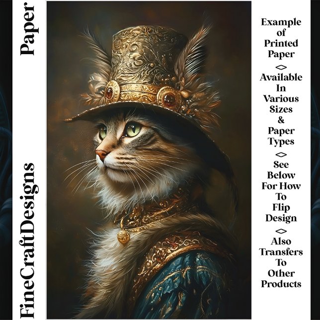 Regal Opulent Steampunk Cat CS3 Craft Paper (Creator heeft geüpload)