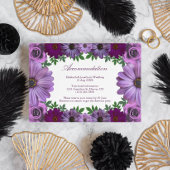 Regal Paars Floral Wedding Accommodatie Informatiekaartje