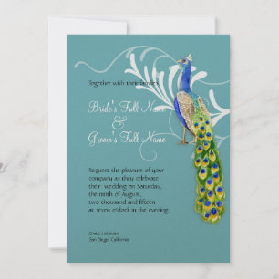 Regal Peacock & Swirls Bruiloft uitnodiging