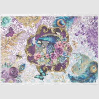 Regal Peacock Victoriaans Ephemera Decoupage Papie Tissuepapier