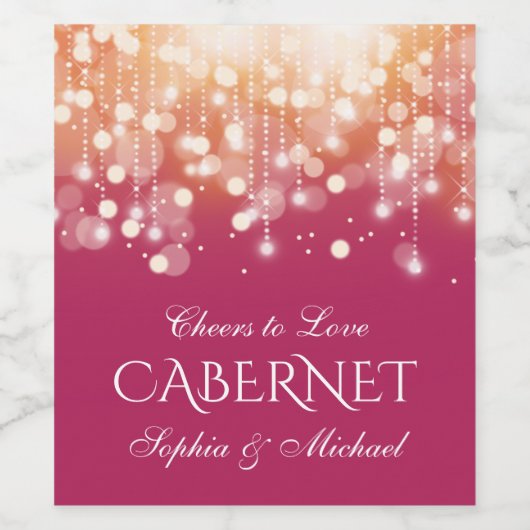 Regal Pink en Gold Bokeh Lights Wijn Etiket (Enkel label)