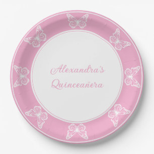 Regal Pink Quinceañera - Butterfly Disposable Papieren Bordje