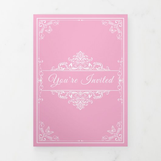 Regal Pink Quinceañera - Invitations photo personn (Page de couverture)