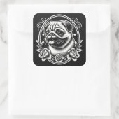"Regal Pug Profile" Vierkante Sticker (Tas)
