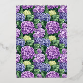 Regal Purple Floral Hydrangea Folie Uitnodiging (Achterkant)