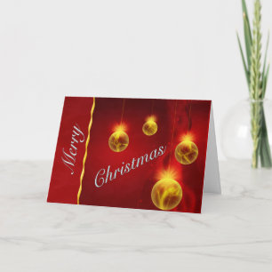 Regal Red and Gold Christmas Balls Greeting Card Feestdagen Kaart