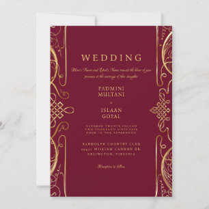 Regal Red Indian Style Wedding Invitation Kaart