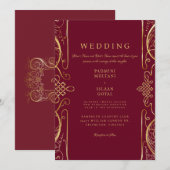 Regal Red Indian Style Wedding Invitation Kaart (Voorkant / Achterkant)