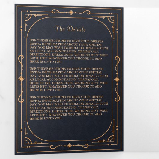 Regal Regency Faire-part de mariage triple (Intérieur en premier)