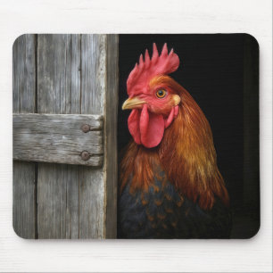 Regal Rooster gluren rond schuur deur Muismat
