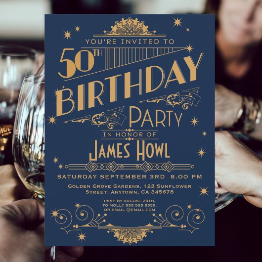 Regal Royal Blue 50e Invitation d'anniversaire, Ar