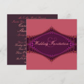 Regal Royal Fuchsia Lace Wedding Invitation Kaart (Voorkant / Achterkant)