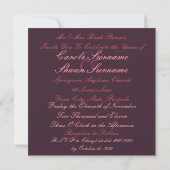 Regal Royal Fuchsia Lace Wedding Invitation Kaart (Achterkant)