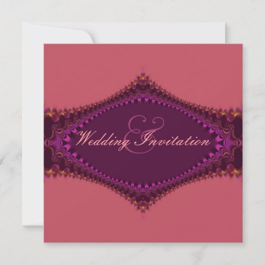 Regal Royal Fuchsia Lace Wedding Invitation Kaart (Voorkant)