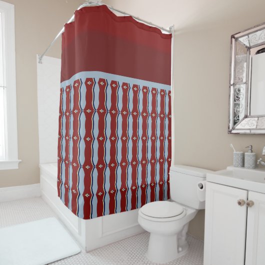 Regal Ruby Lattice: Elegant geometrisch Douchegordijn (In situ)