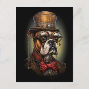 Regal Steampunk Boxer Dog In Pet Goggles Stropdas  Briefkaart
