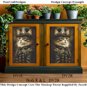 Regal Steampunk Tabby Cat Portrait DV2L Decoupage Tissuepapier