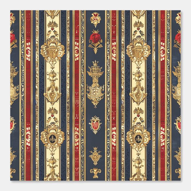 Regal Strips Goud Rood Blauw Roos Peel en Stick Behang (Voorkant)
