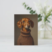 Regal Teckel in een Turtleneck Briefkaart (Staand voorkant)