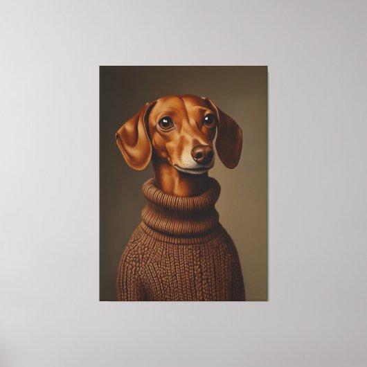 Regal Teckel in een Turtleneck Canvas Afdruk (Voorkant)