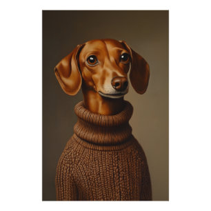 Regal Teckel in een Turtleneck Foto Afdruk