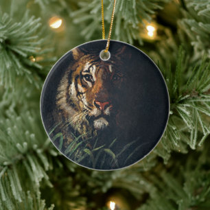 Regal Tiger Gaze - Retro Art Ornament