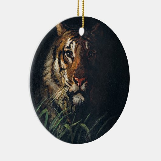 Regal Tiger Gaze - Retro Art Ornament (Rechts)
