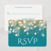 Régal Turquoise et Gold Bokeh Lights RSVP (Devant / Derrière)