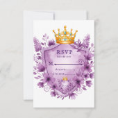 Regal Violet Floral Crest Wedding Carte RSVP (Devant)