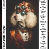 Regal White Steampunk Poedel Hond CT8 Decoupage Tissuepapier