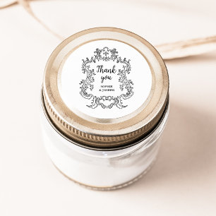 Regal Zwart en Wit    barok Lijst Ronde Sticker