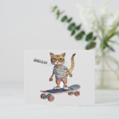 Regarde Meowt ! Carte postale Funny Cat Skateboard (Debout devant)