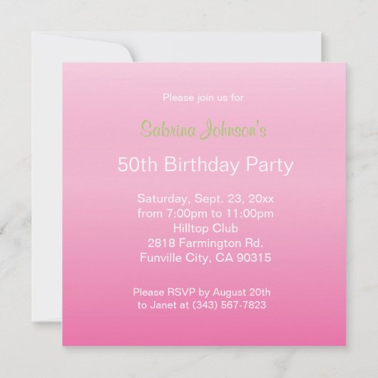 Regarde qui a 40 ans en rose - Invitation d'annive (Dos)