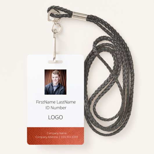 Regarder en cuir Badge d'ID employé avec code barr (Devant avec lanière)